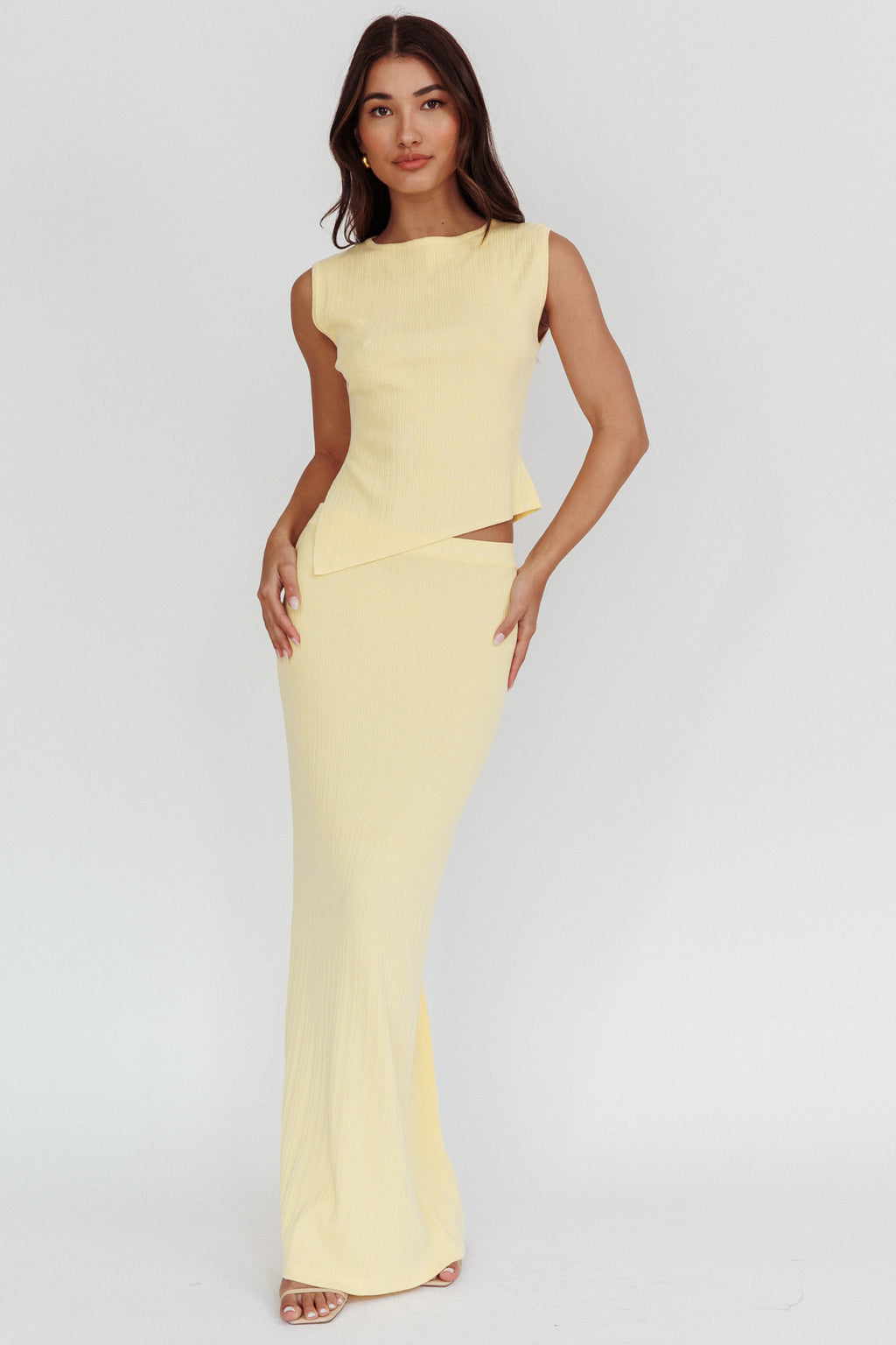 Rossana Ribbed Maxi Skirt Butter by Selfie Leslie Australia
