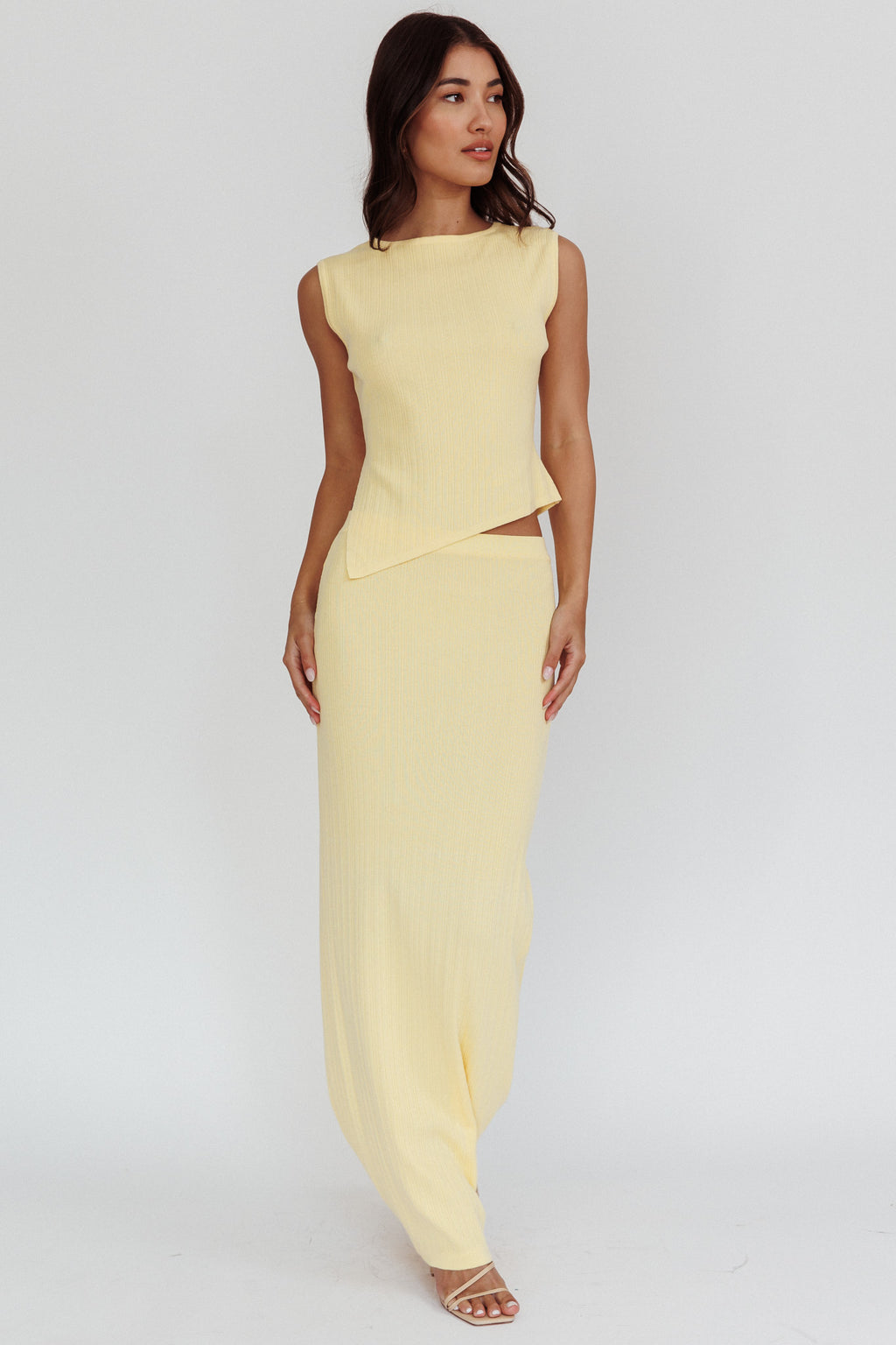 Rossana Ribbed Maxi Skirt Butter by Selfie Leslie Australia