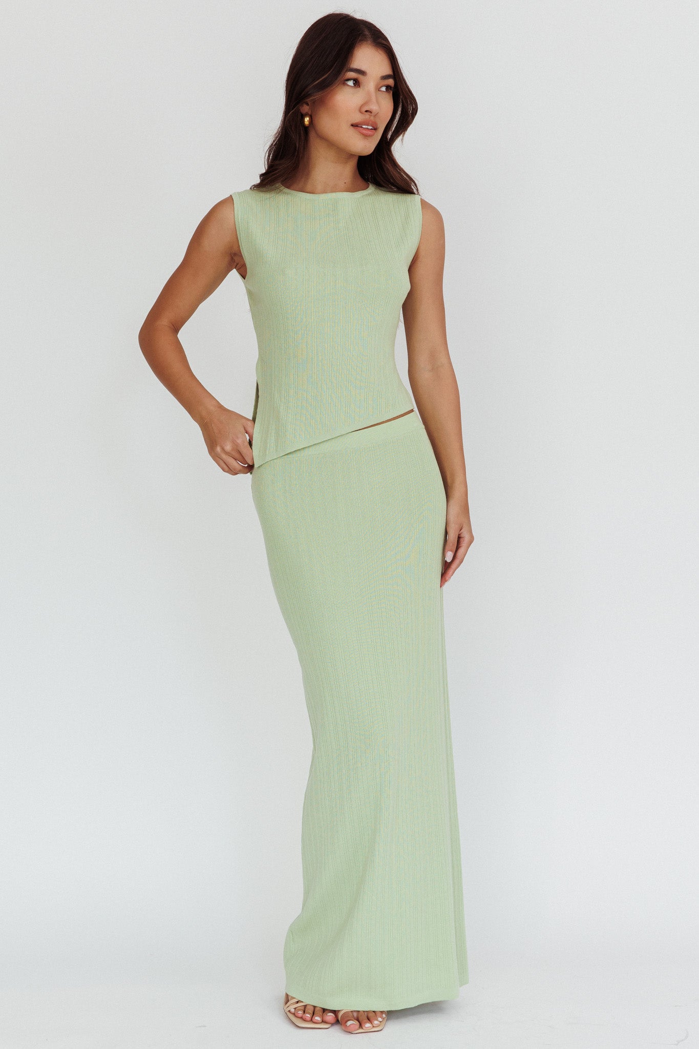 Rossana Asymmetric Hem Keyhole Top Sage by Selfie Leslie Australia