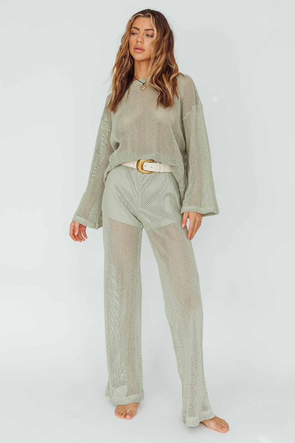 Mahina Long Net Pants Sage by Selfie Leslie Australia