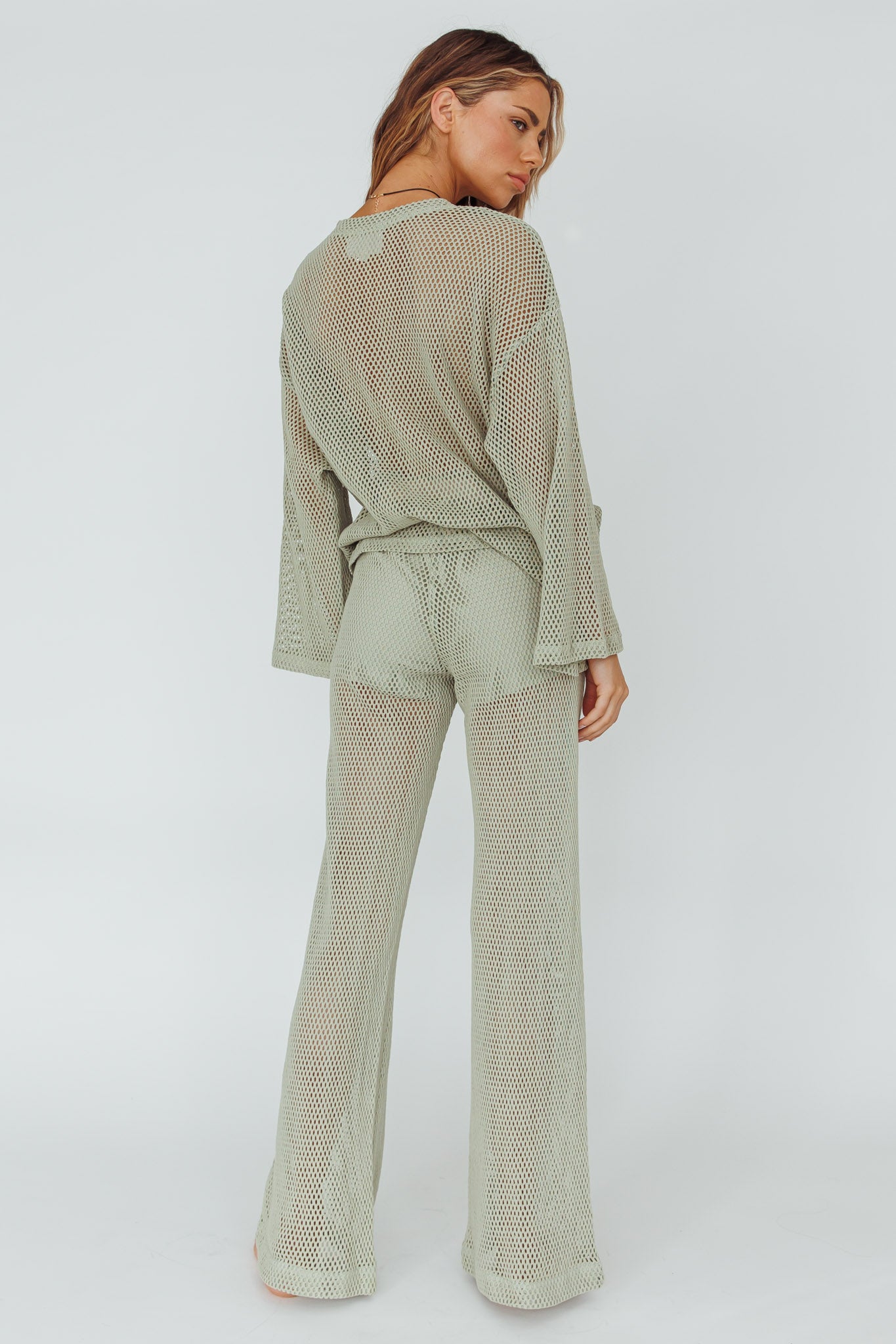 Mahina Long Net Pants Sage by Selfie Leslie Australia