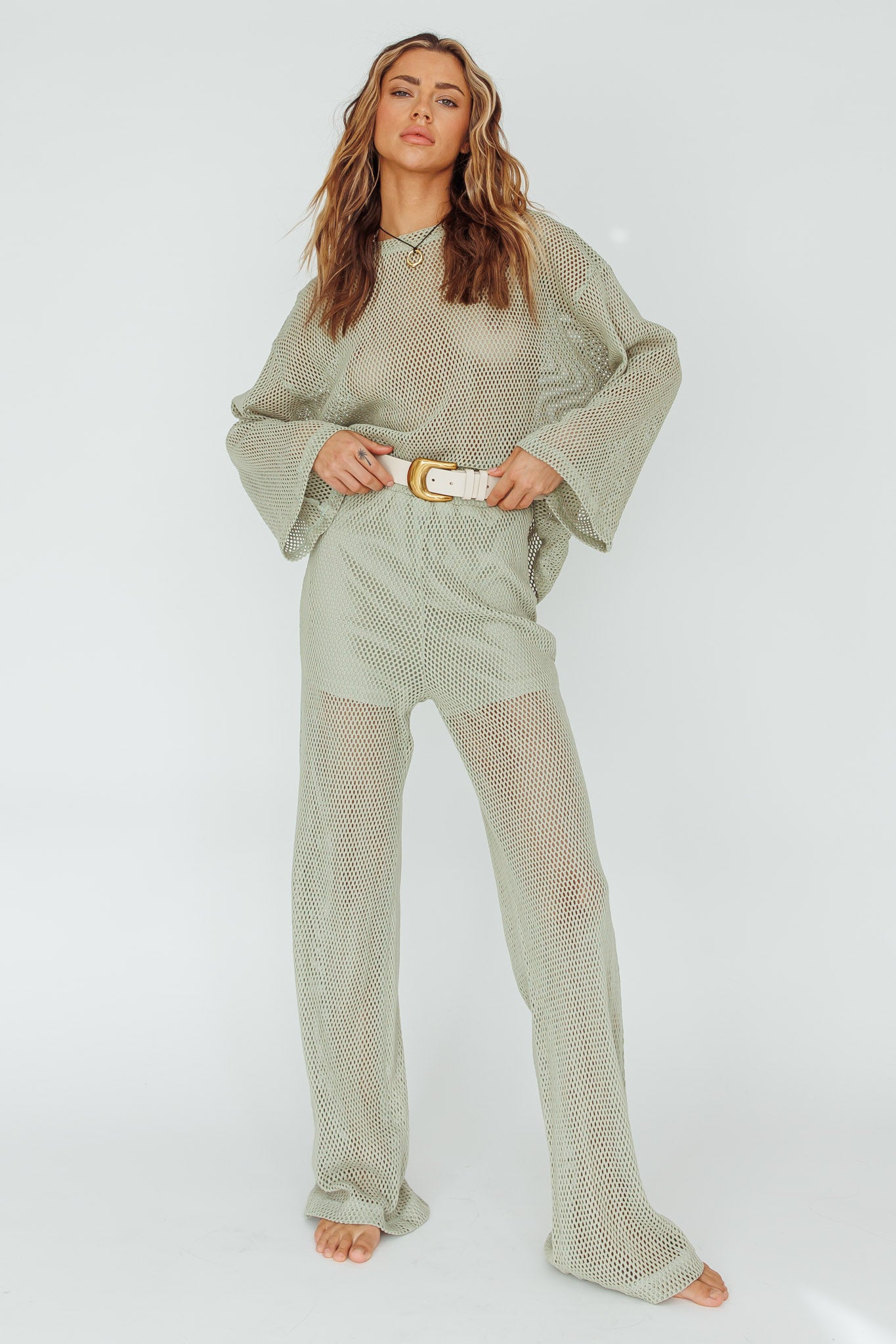 Mahina Long Net Pants Sage by Selfie Leslie Australia
