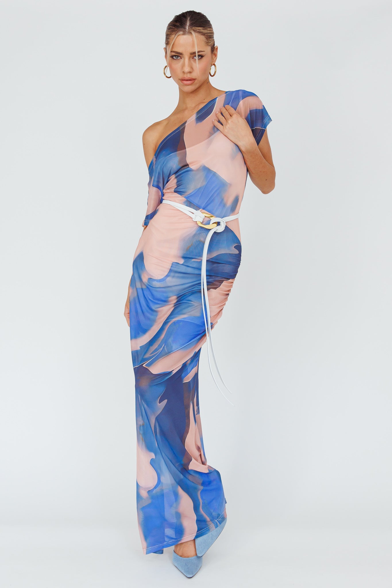 Tumi Short Sleeve Maxi Dress Printed Beige by Selfie Leslie Australia