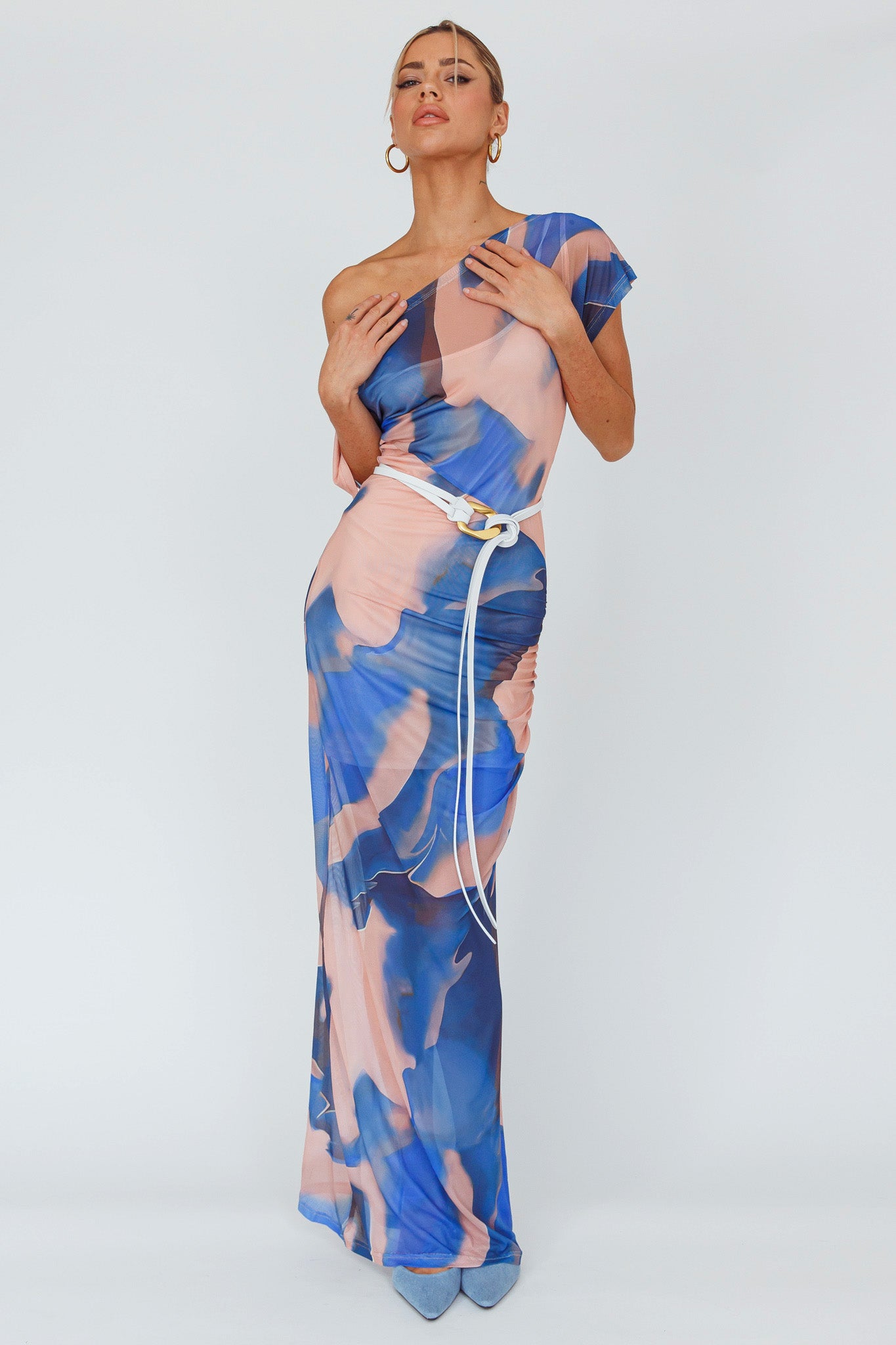 Tumi Short Sleeve Maxi Dress Printed Beige by Selfie Leslie Australia