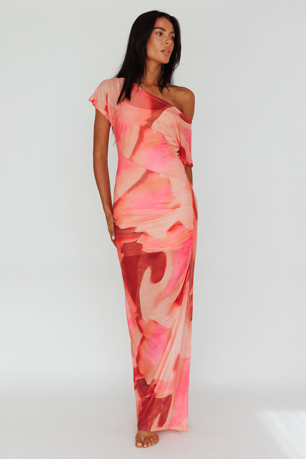 Tumi Short Sleeve Maxi Dress Printed Red by Selfie Leslie Australia