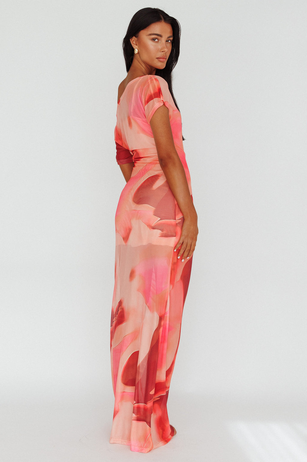 Tumi Short Sleeve Maxi Dress Printed Red by Selfie Leslie Australia