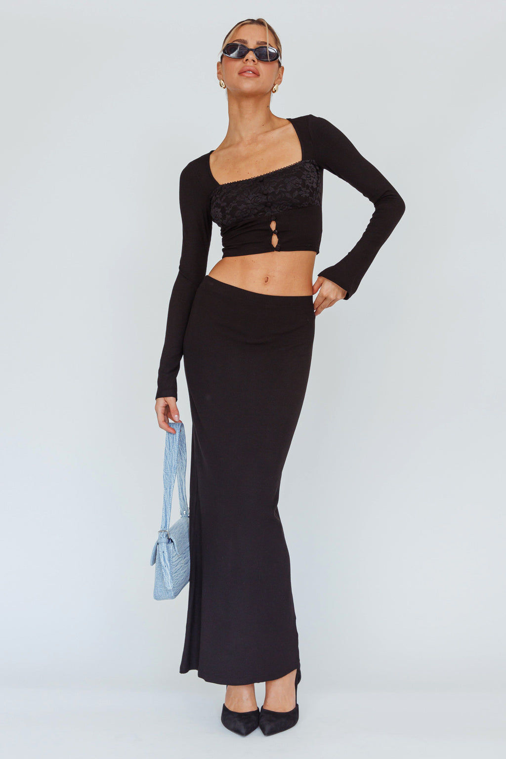Lauryn Stretch Maxi Skirt Black by Selfie Leslie Australia