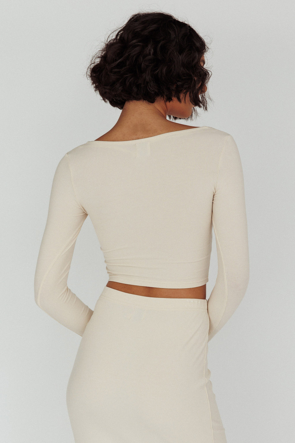 Lauryn Lace Bust Long Sleeve Top Beige by Selfie Leslie Australia