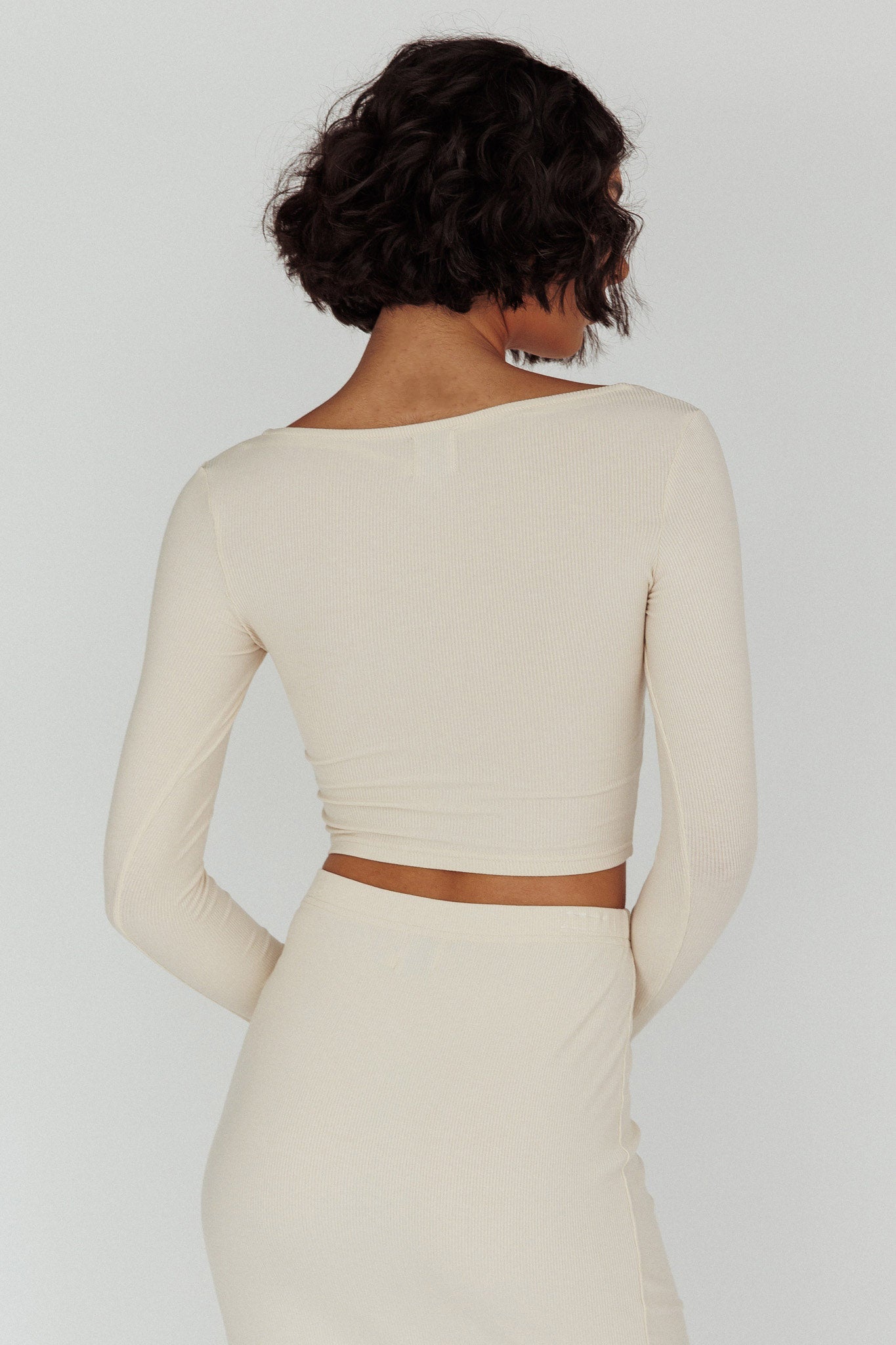 Lauryn Lace Bust Long Sleeve Top Beige by Selfie Leslie Australia