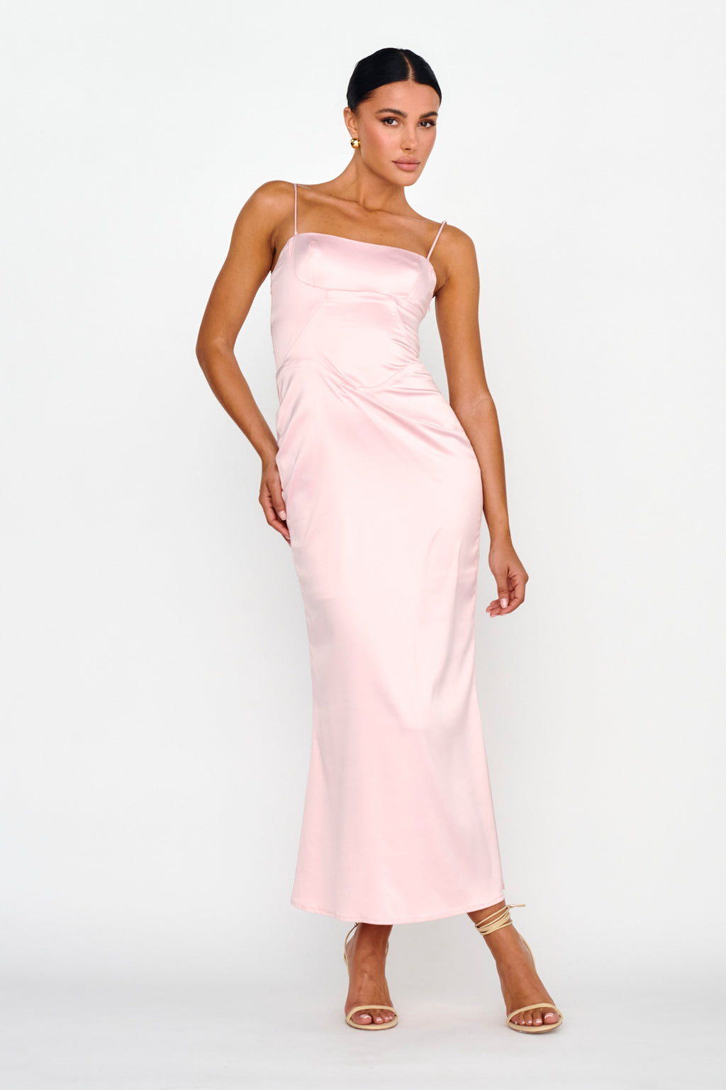 Teneal Lace-Up Back Midi Dress Blush by Selfie Leslie Australia