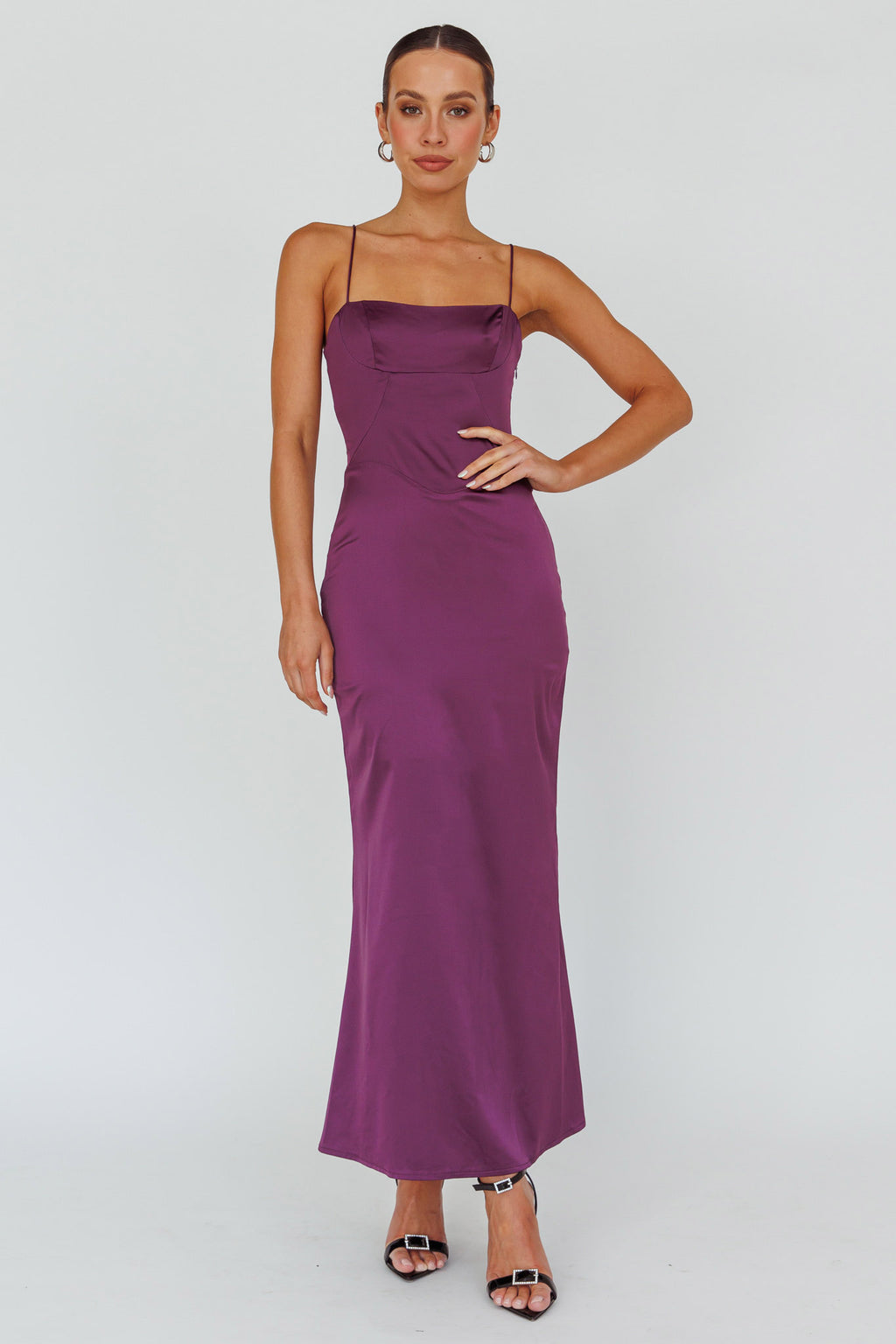 Teneal Lace-Up Back Maxi Dress Plum by Selfie Leslie Australia