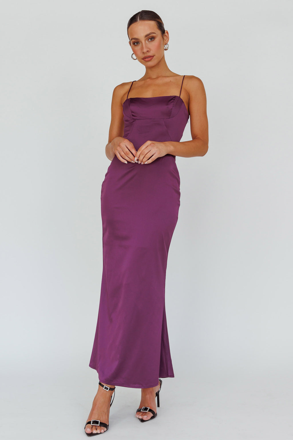 Teneal Lace-Up Back Maxi Dress Plum by Selfie Leslie Australia