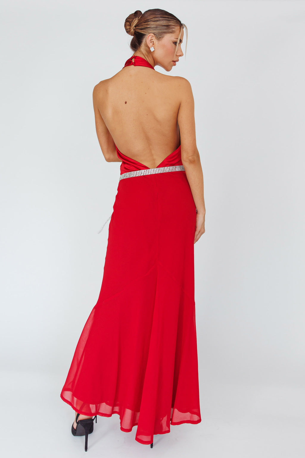 Vision Halterneck Midi Dress Cherry by Selfie Leslie Australia