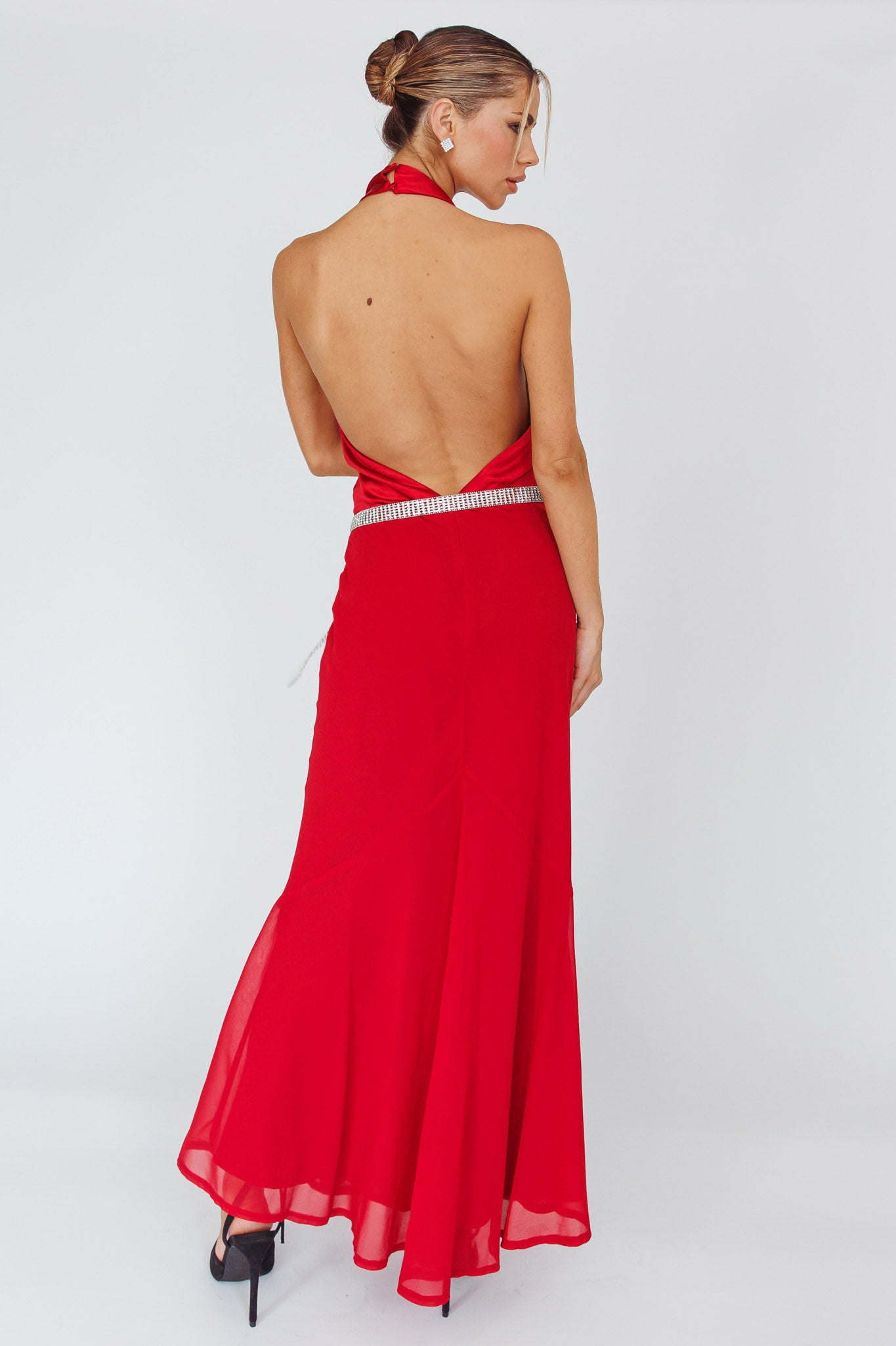 Vision Halterneck Midi Dress Cherry by Selfie Leslie Australia