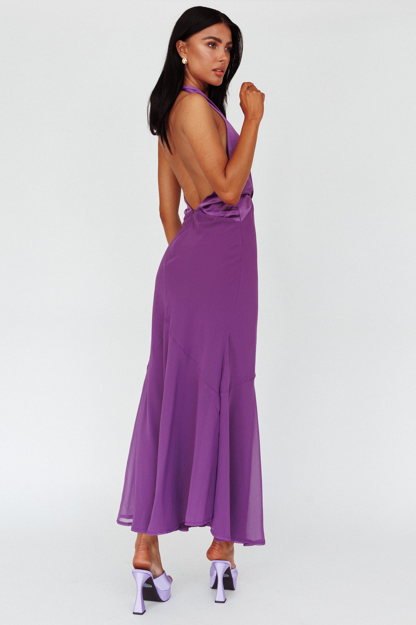 Vision Halterneck Midi Dress Violet by Selfie Leslie Australia