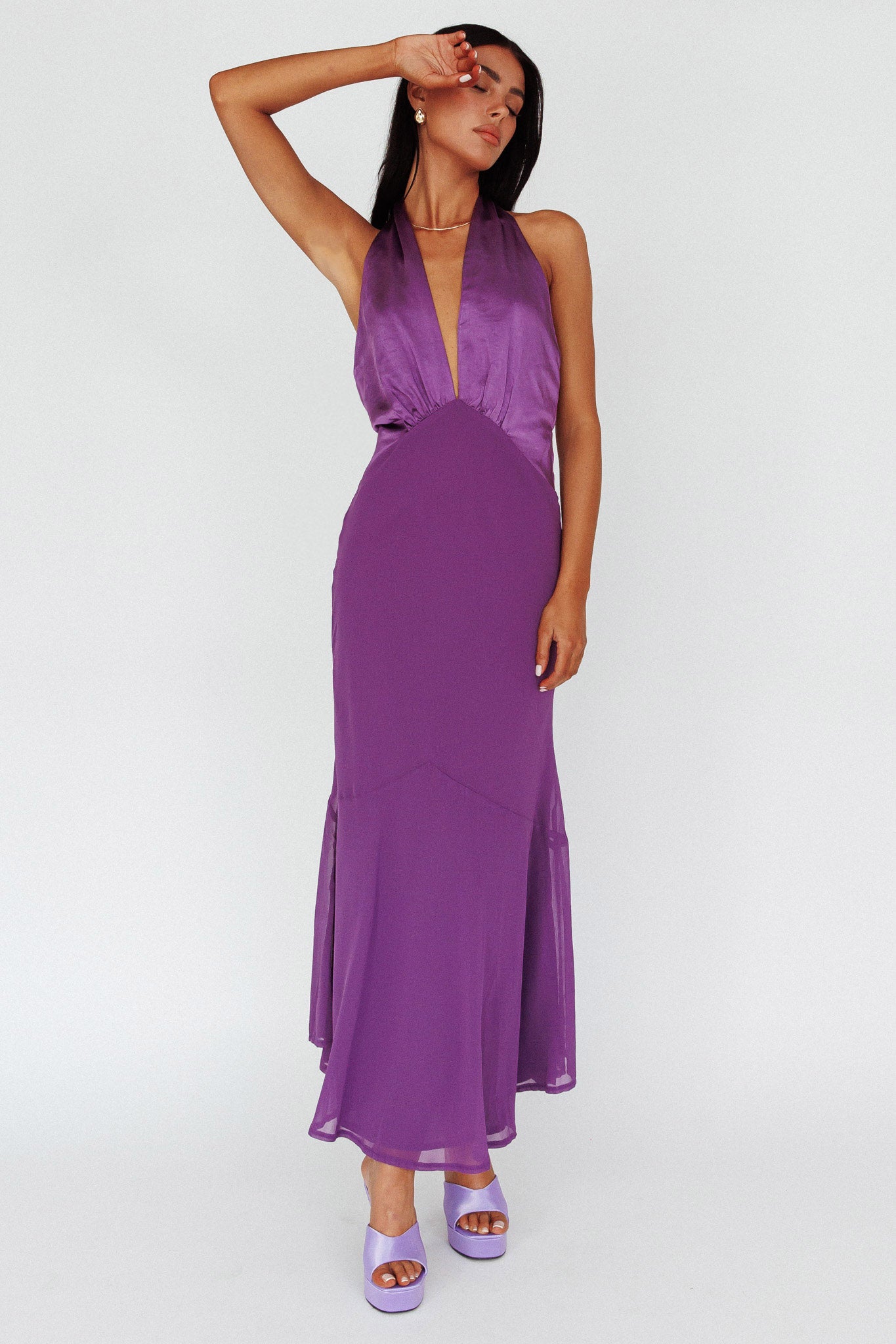 Vision Halterneck Midi Dress Violet by Selfie Leslie Australia