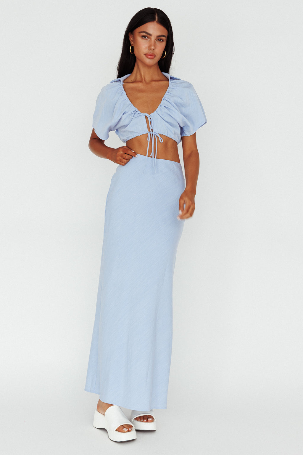 Coast To Coast Maxi Skirt Blue by Selfie Leslie Australia