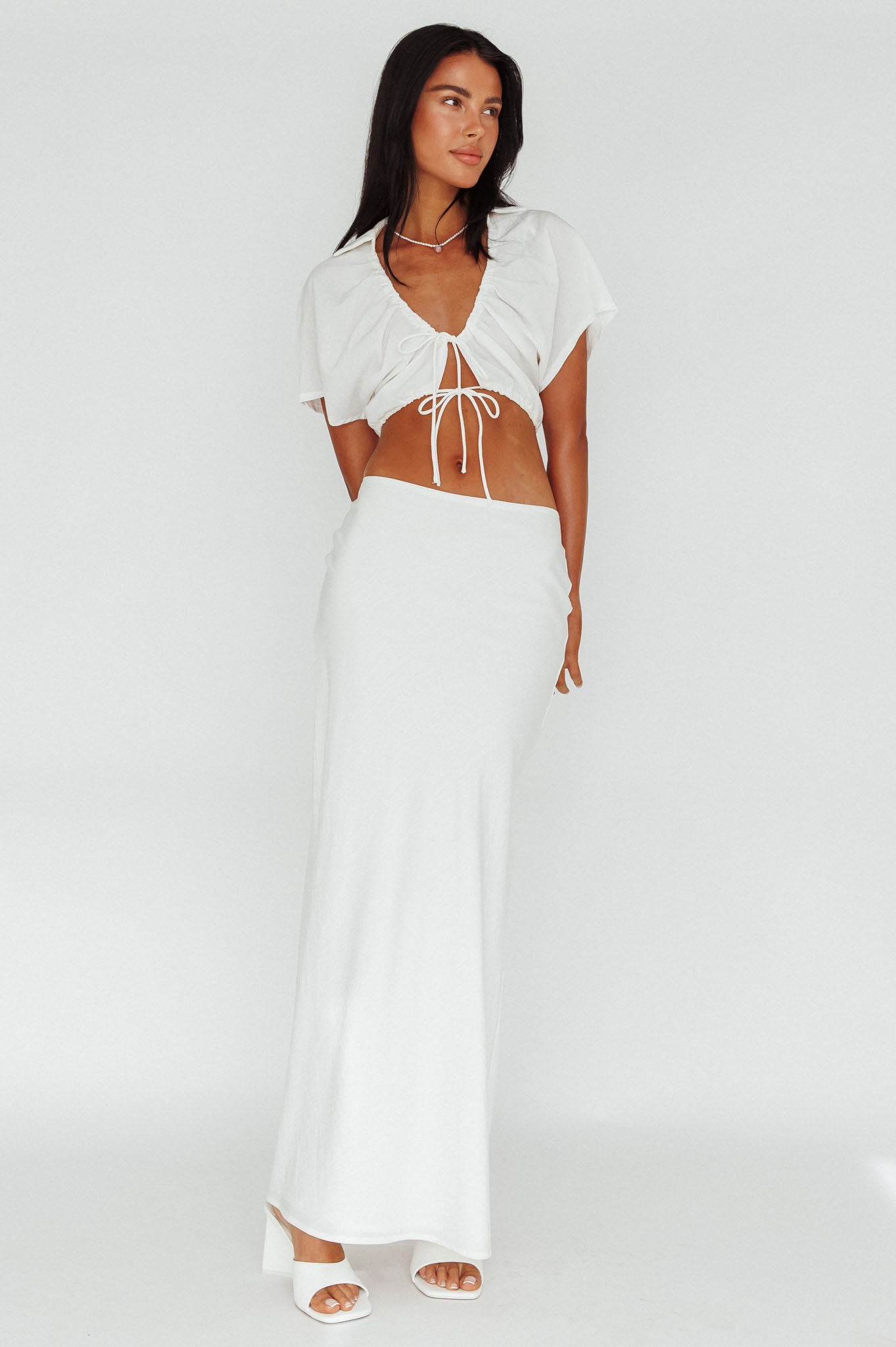 Coast To Coast Tied Crop Top White by Selfie Leslie Australia