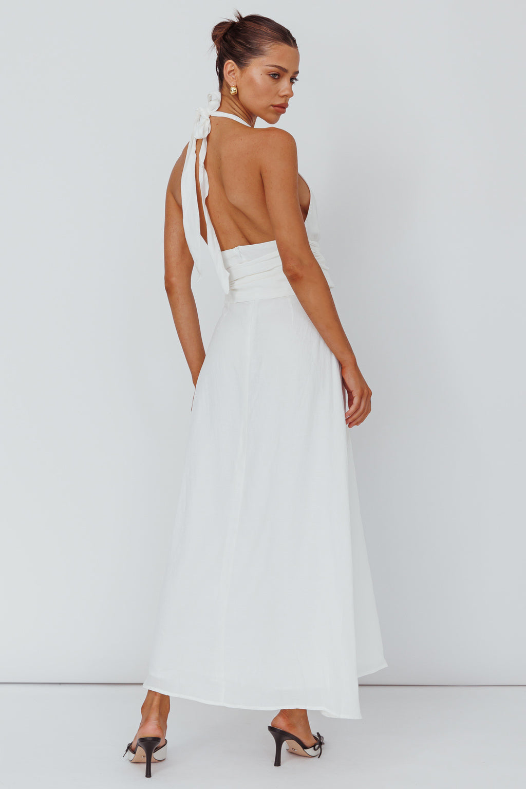 Spring Feels Halterneck Belt Maxi Dress White by Selfie Leslie Australia