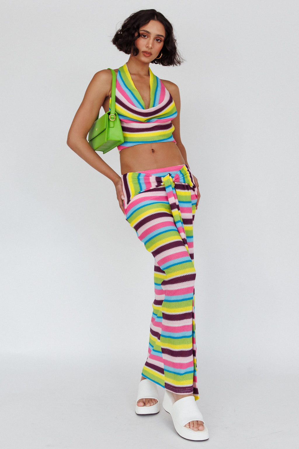 Sammi Tie Waist Knit Maxi Skirt Blue Multi by Selfie Leslie Australia