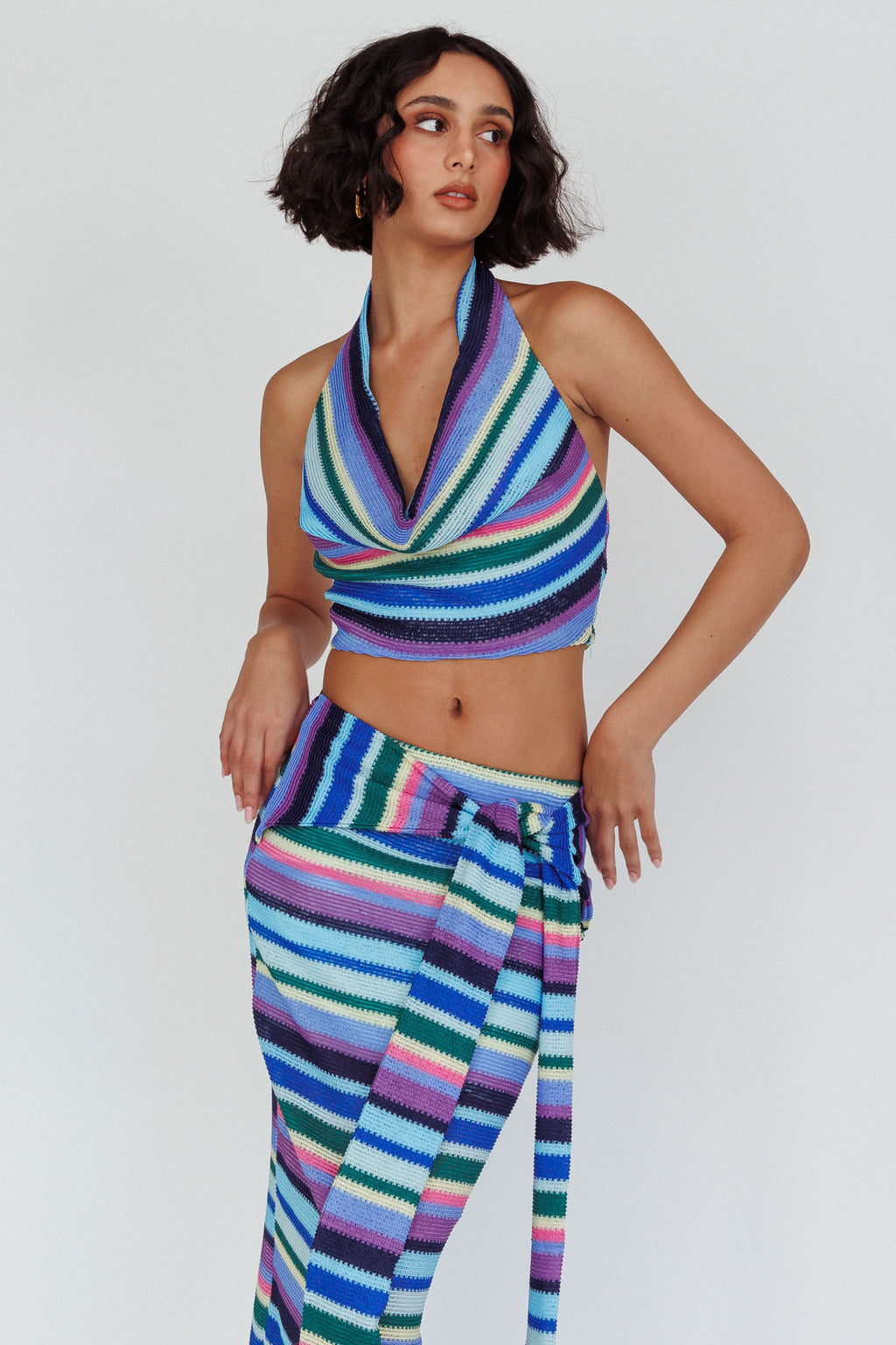 Sammi Halter Crop Top Purple Multi by Selfie Leslie Australia