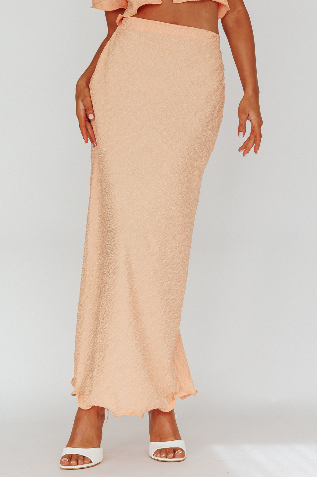 Roman Midi Skirt Textured Melon by Selfie Leslie Australia