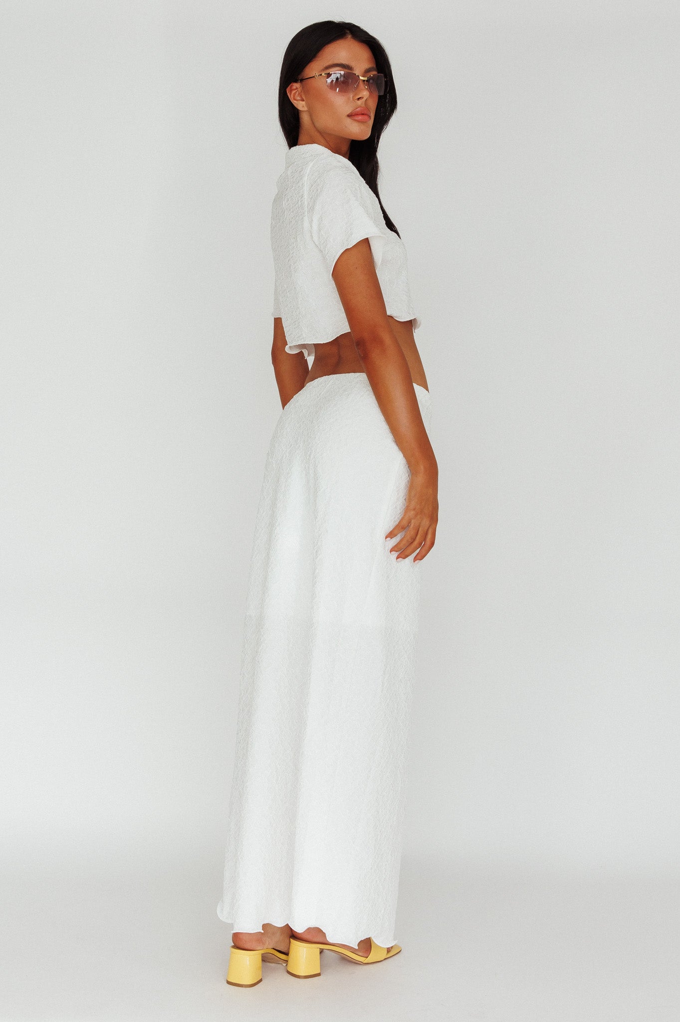 Roman Midi Skirt Textured White by Selfie Leslie Australia
