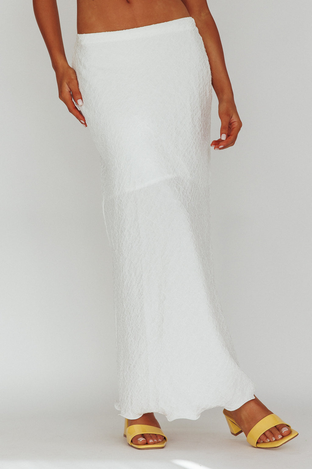Roman Midi Skirt Textured White by Selfie Leslie Australia