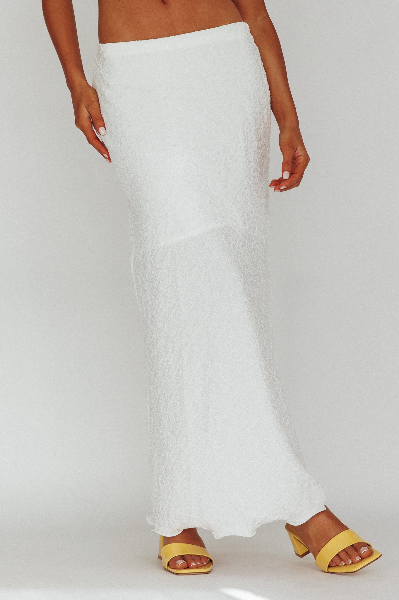 Roman Midi Skirt Textured White by Selfie Leslie Australia