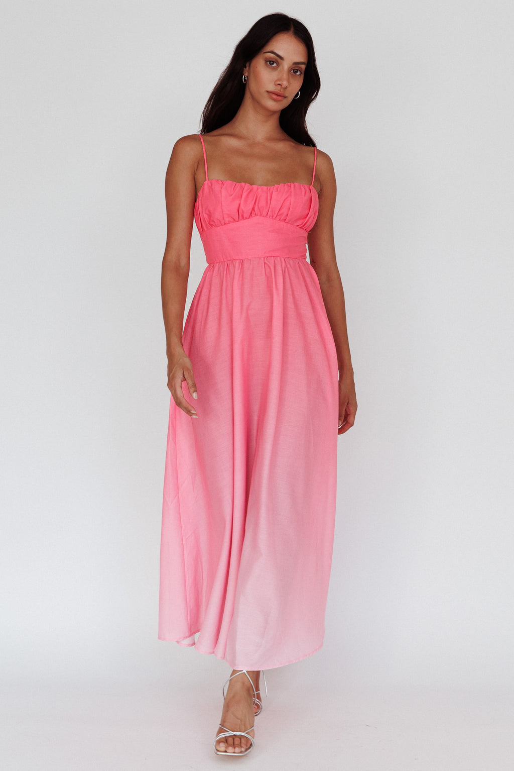 Clarabelle Gathered Bust Maxi Dress Gradient Pink by Selfie Leslie Australia