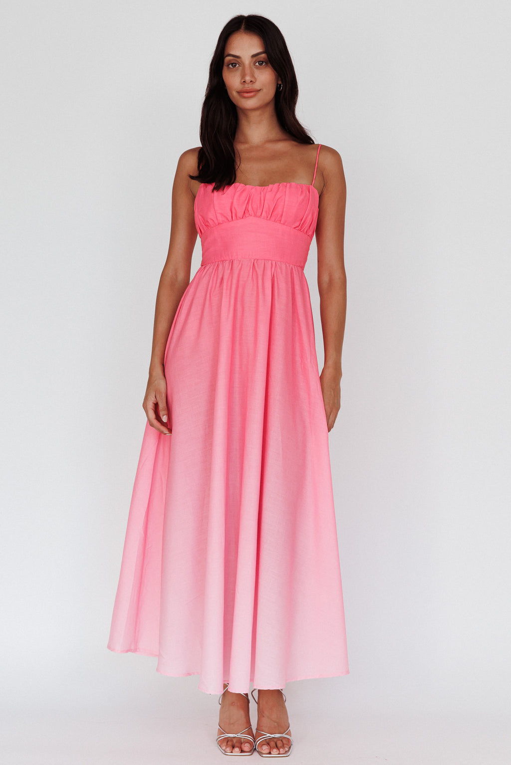 Clarabelle Gathered Bust Maxi Dress Gradient Pink by Selfie Leslie Australia