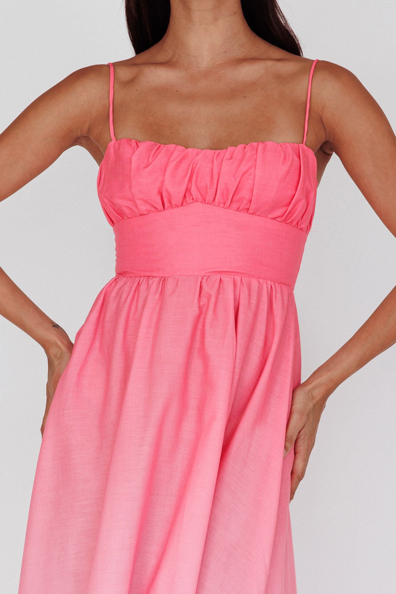 Clarabelle Gathered Bust Maxi Dress Gradient Pink by Selfie Leslie Australia