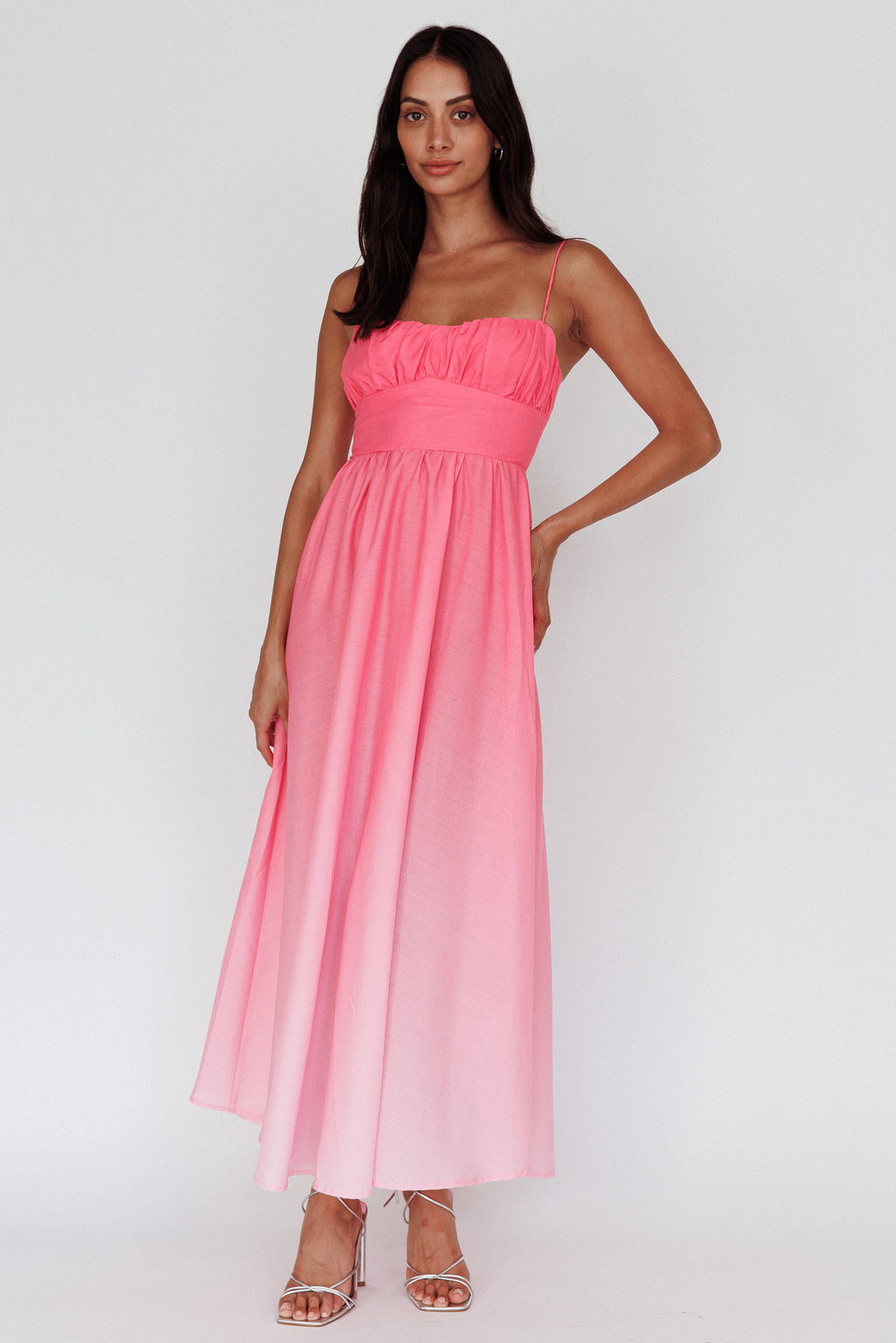 Clarabelle Gathered Bust Maxi Dress Gradient Pink by Selfie Leslie Australia
