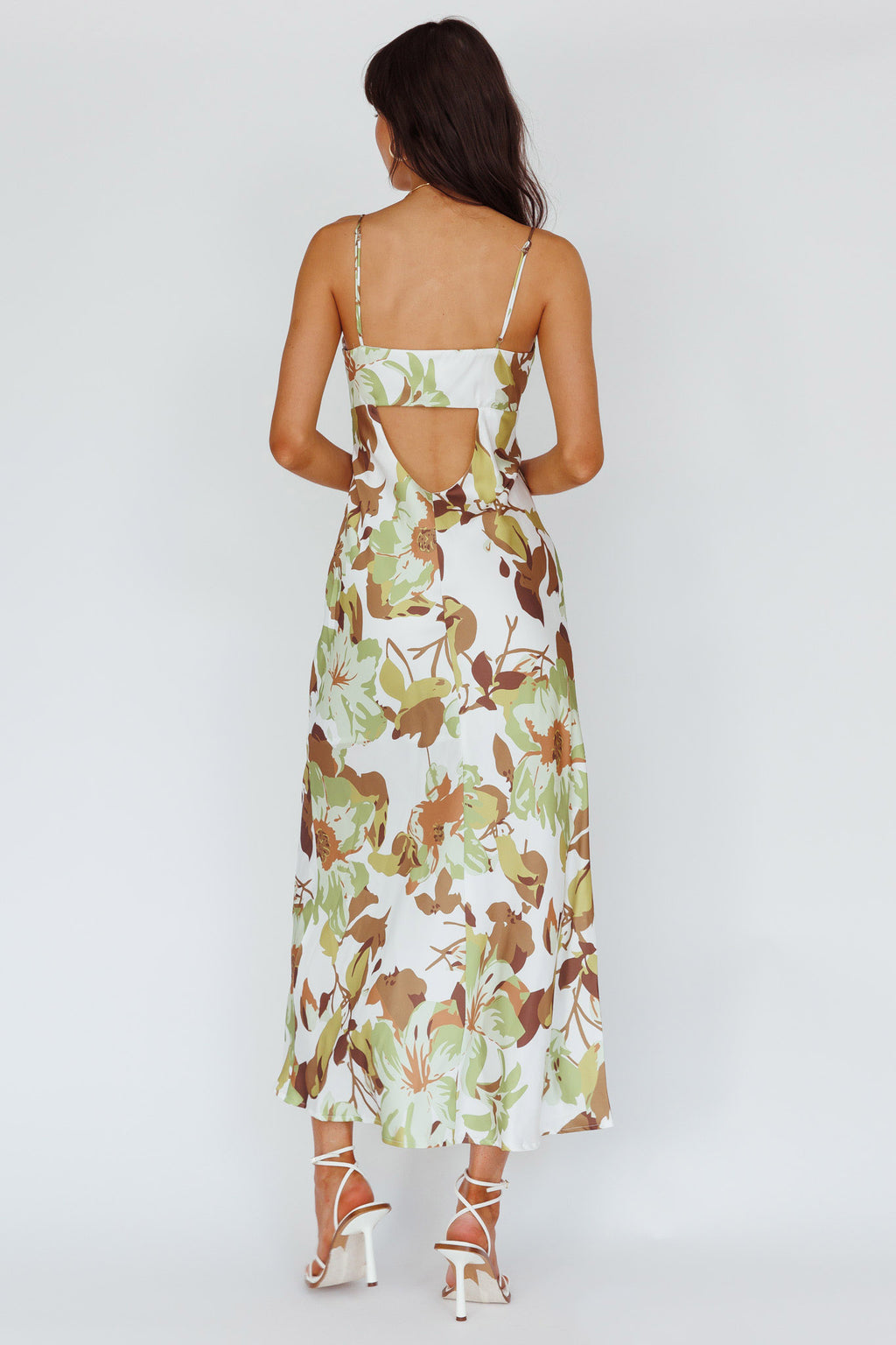 Egypt Cami Strap Maxi Dress Print Green by Selfie Leslie Australia