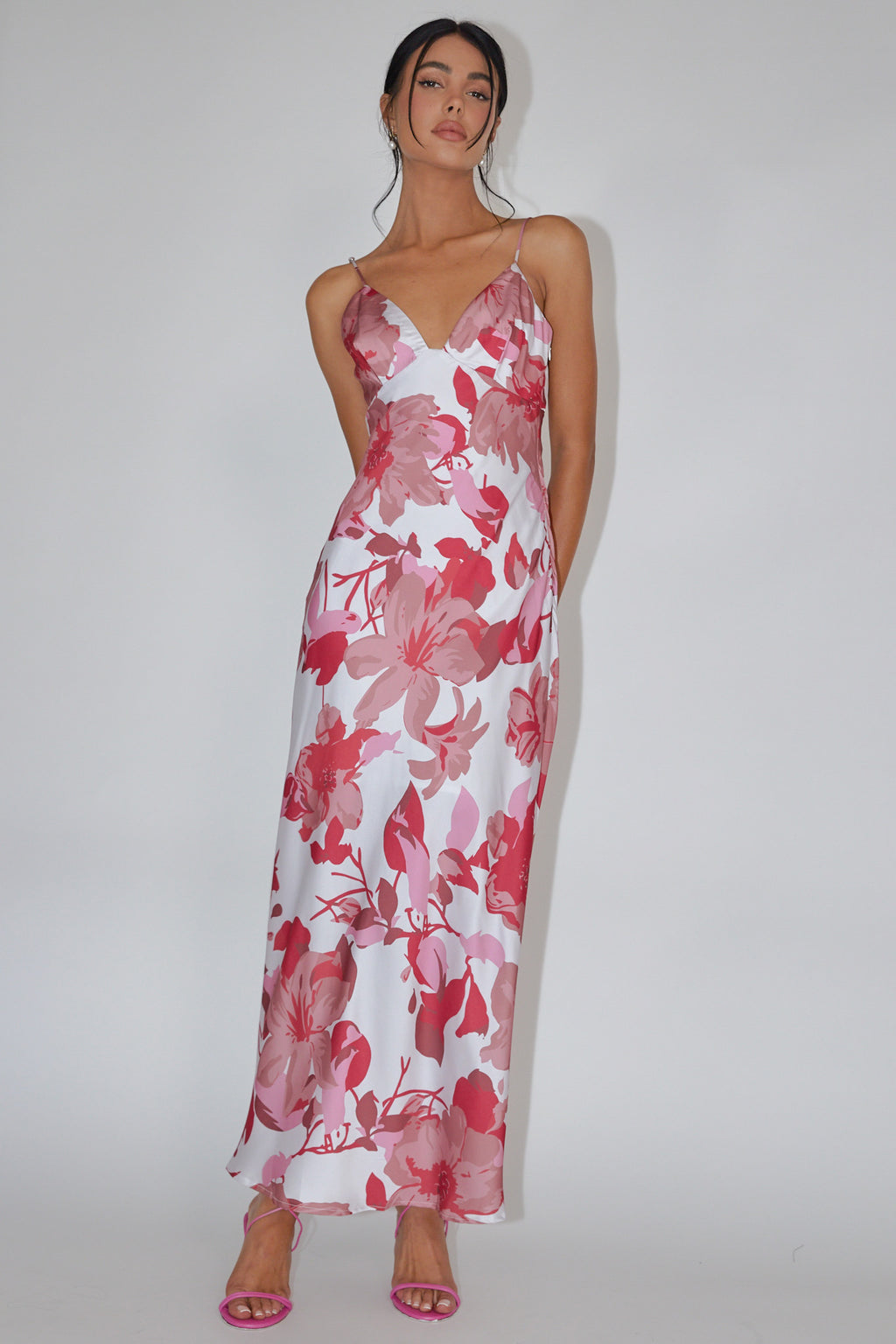 Egypt Cami Strap Maxi Dress Print Pink by Selfie Leslie Australia