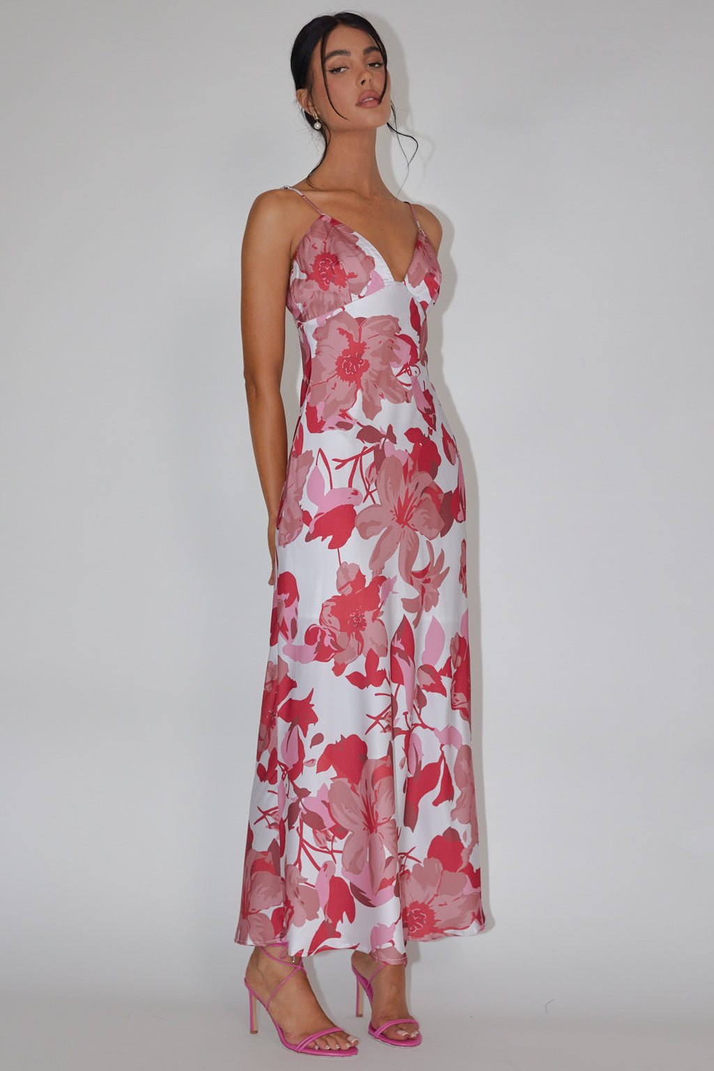 Egypt Cami Strap Maxi Dress Print Pink by Selfie Leslie Australia