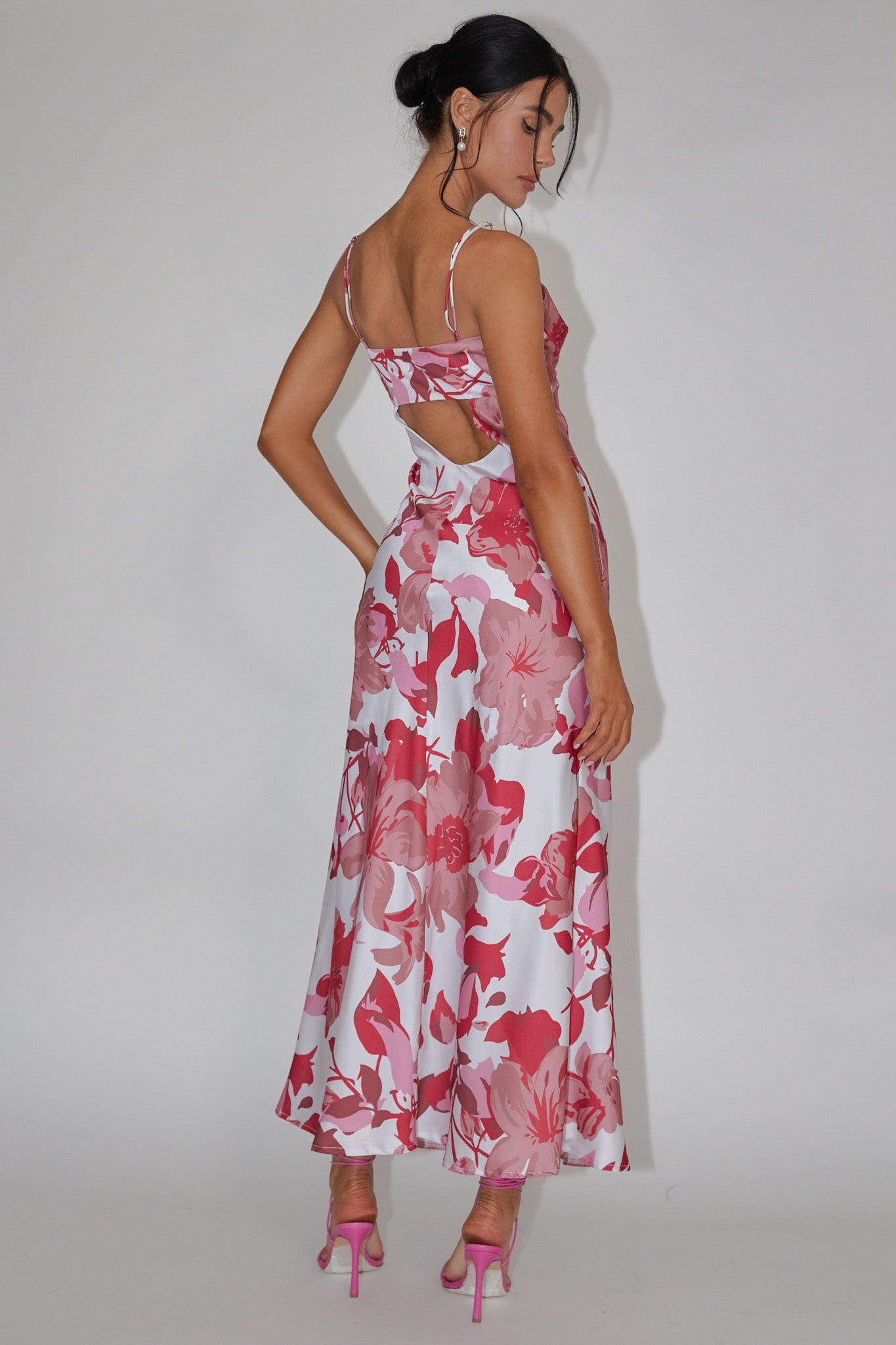 Egypt Cami Strap Maxi Dress Print Pink by Selfie Leslie Australia