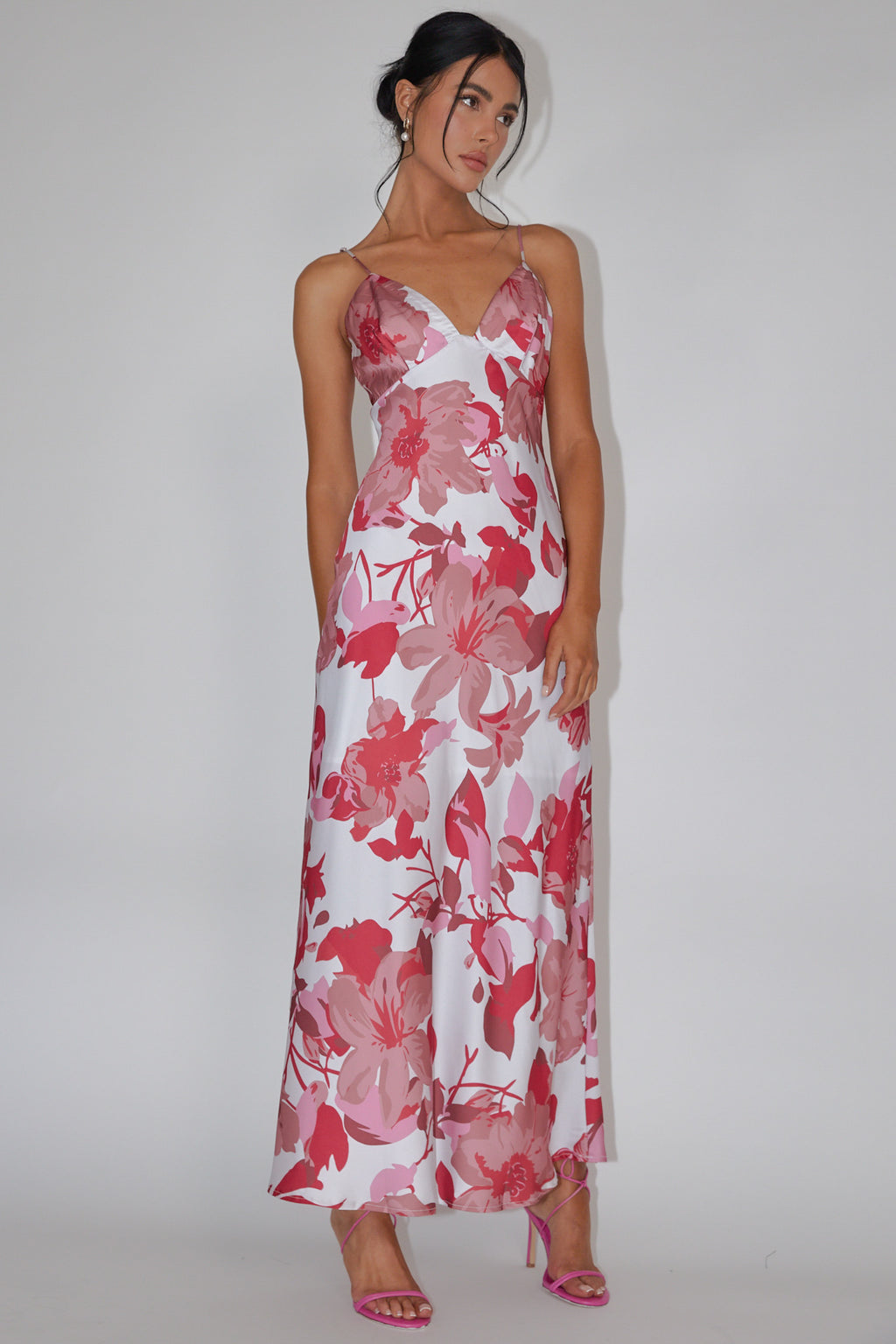 Egypt Cami Strap Maxi Dress Print Pink by Selfie Leslie Australia