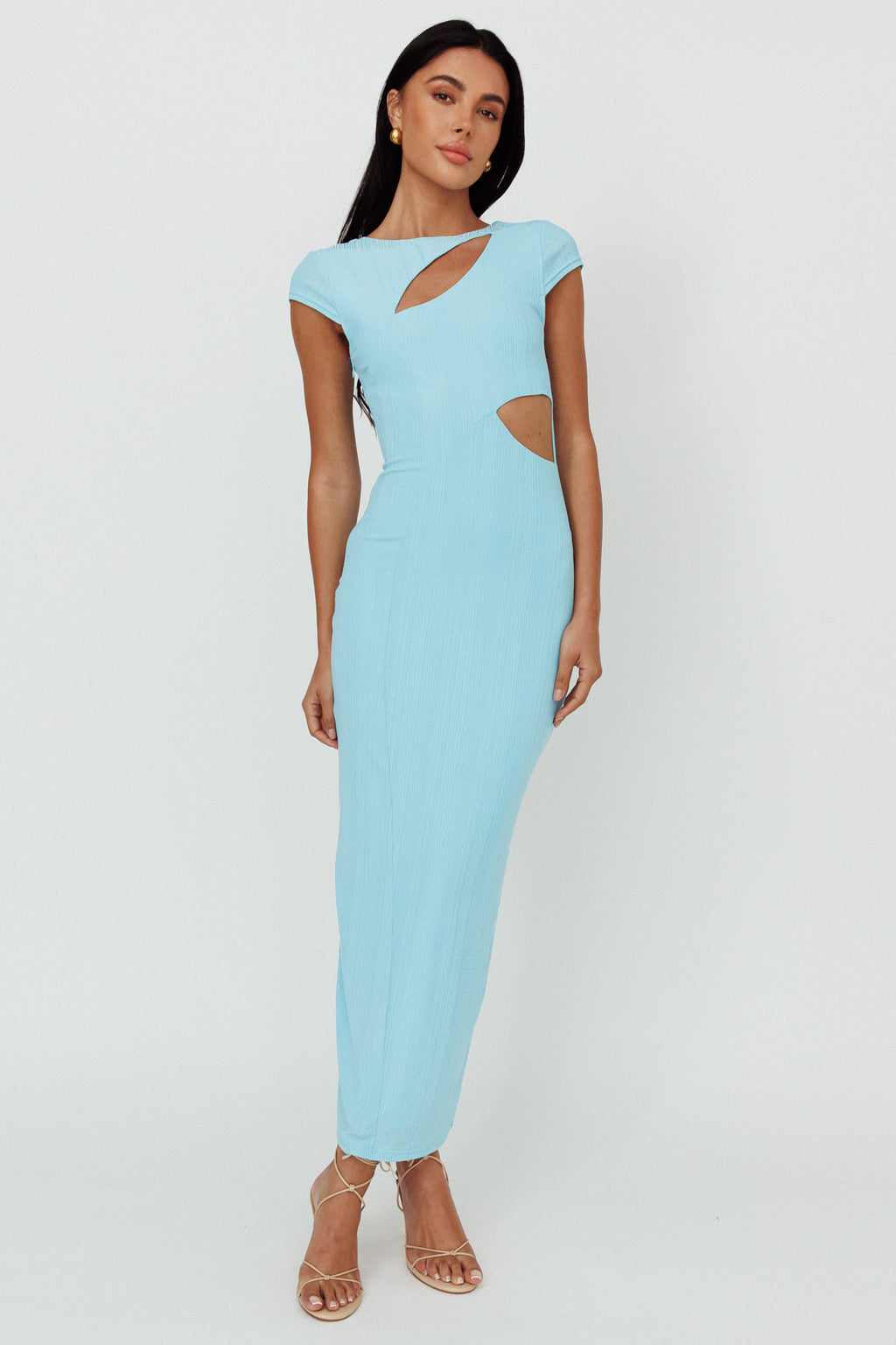 Elenice Cap Sleeve Cut-Out Midi Dress Blue by Selfie Leslie Australia