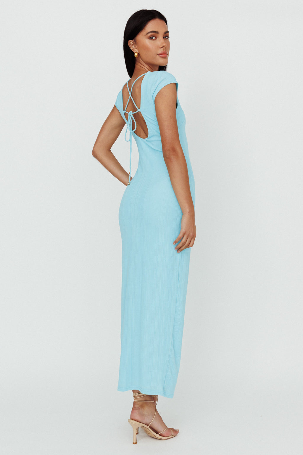 Elenice Cap Sleeve Cut-Out Midi Dress Blue by Selfie Leslie Australia