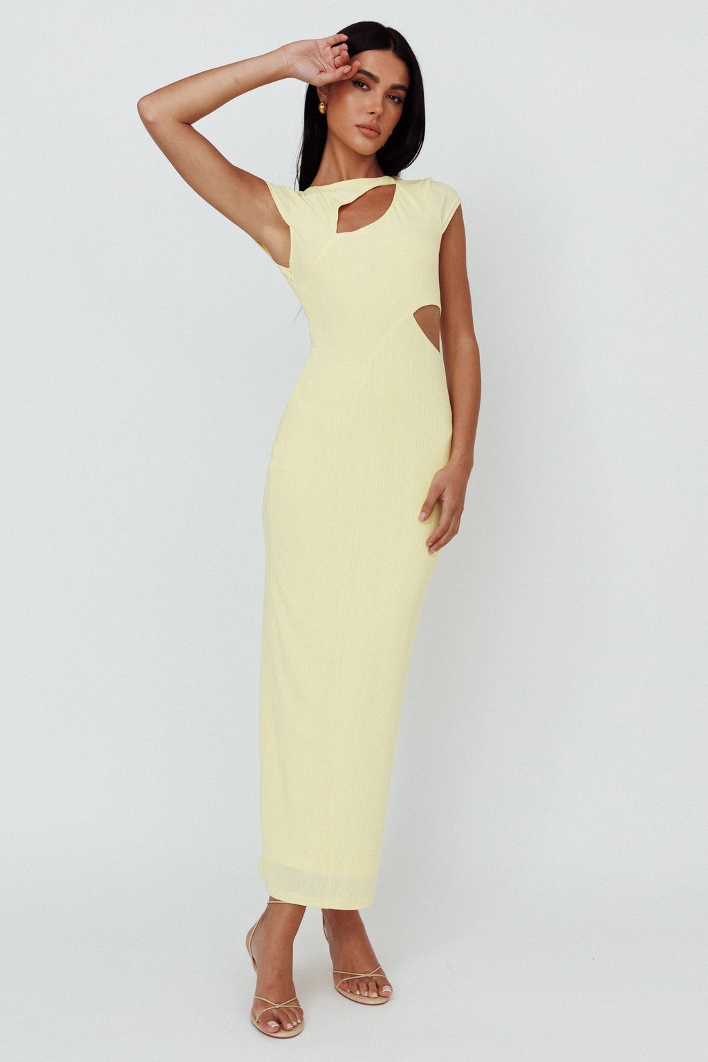 Elenice Cap Sleeve Cut-Out Midi Dress Lemon by Selfie Leslie Australia