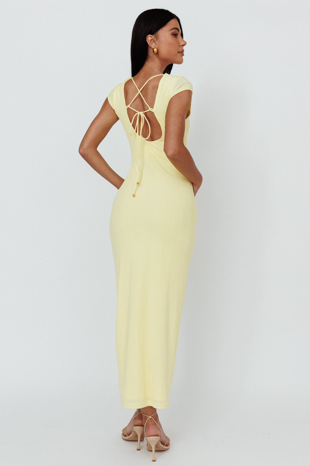 Elenice Cap Sleeve Cut-Out Midi Dress Lemon by Selfie Leslie Australia