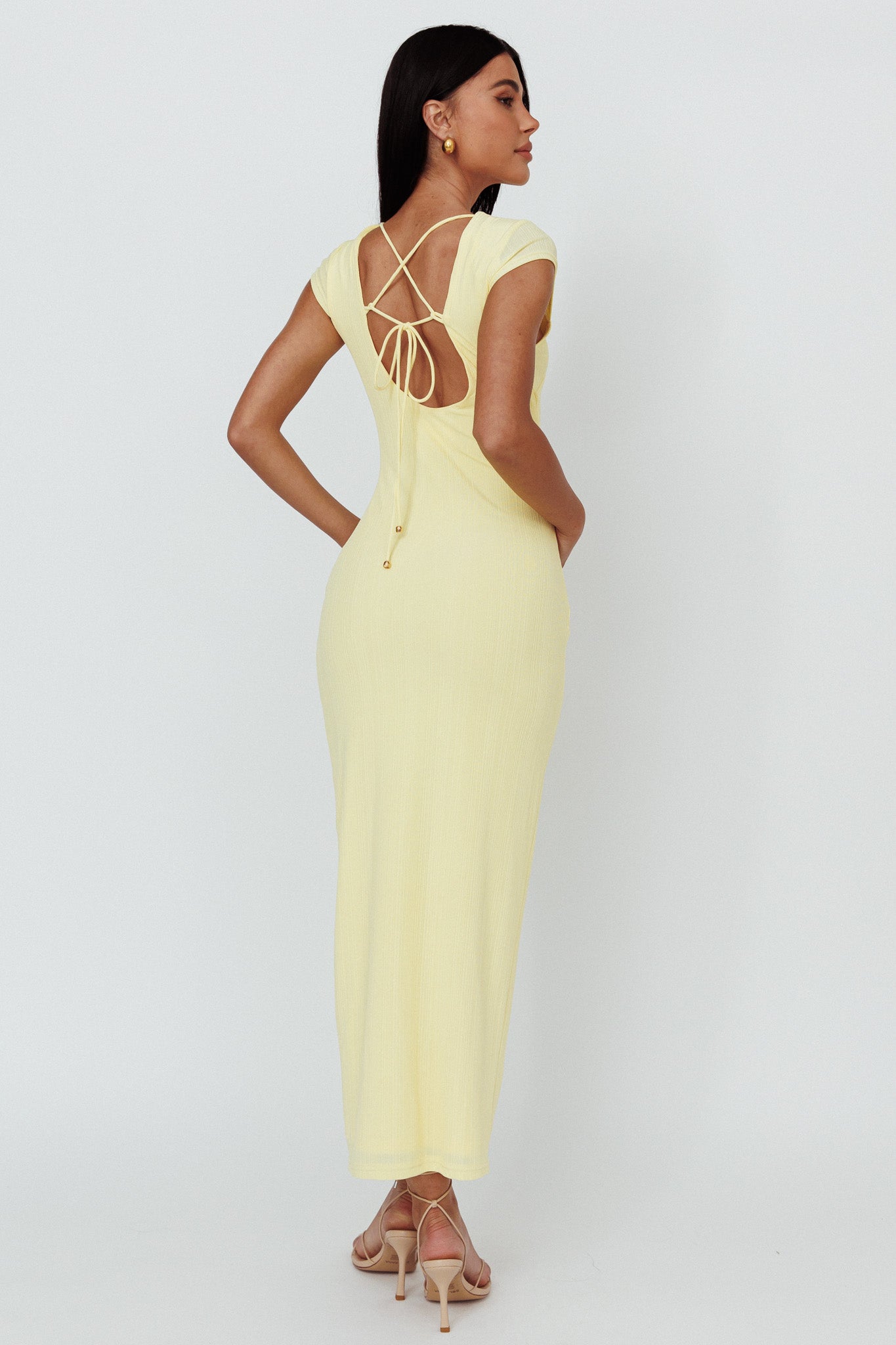 Elenice Cap Sleeve Cut-Out Midi Dress Lemon by Selfie Leslie Australia