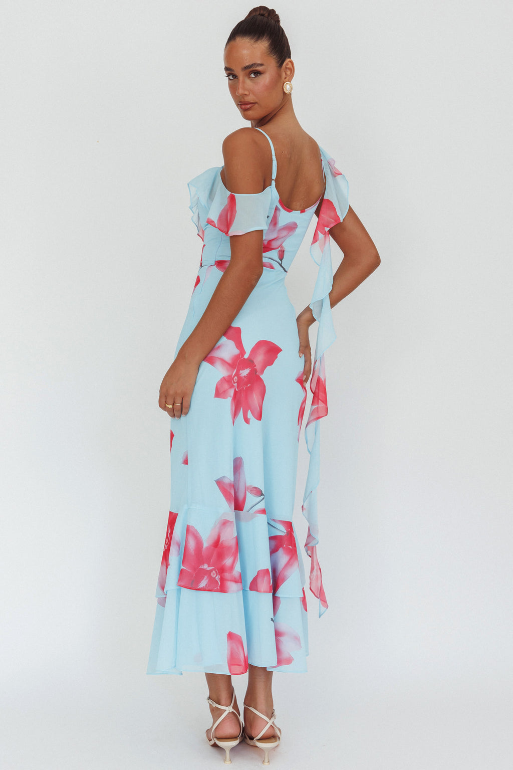 Sun Lover Ruffle Trim Maxi Dress Lily Blue by Selfie Leslie Australia