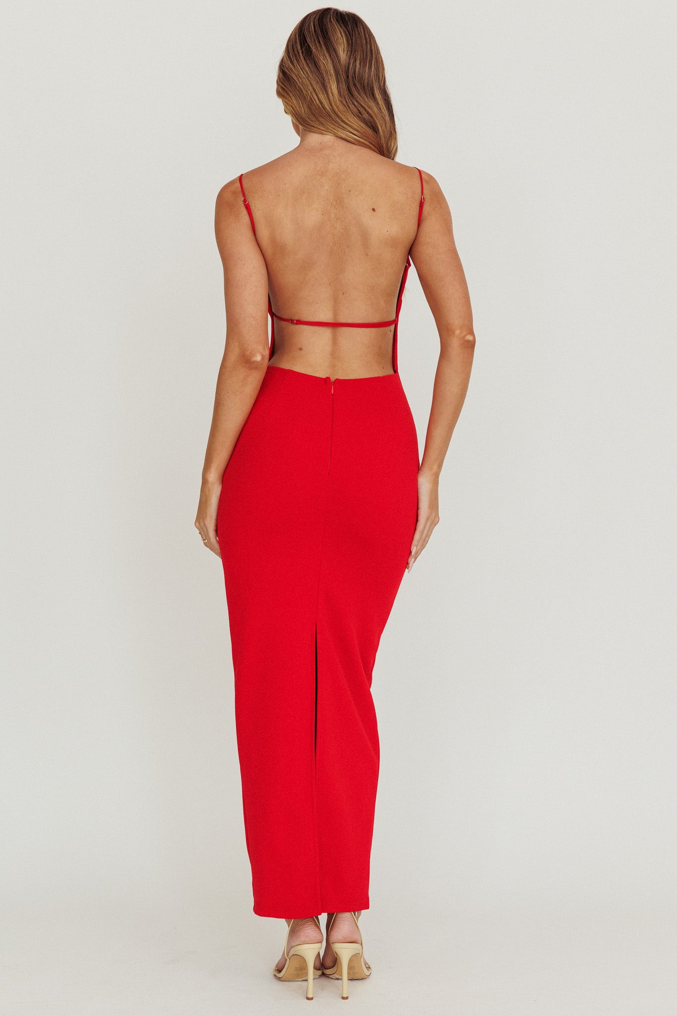 Yindi Backless Boat Neck Maxi Dress Red by Selfie Leslie Australia