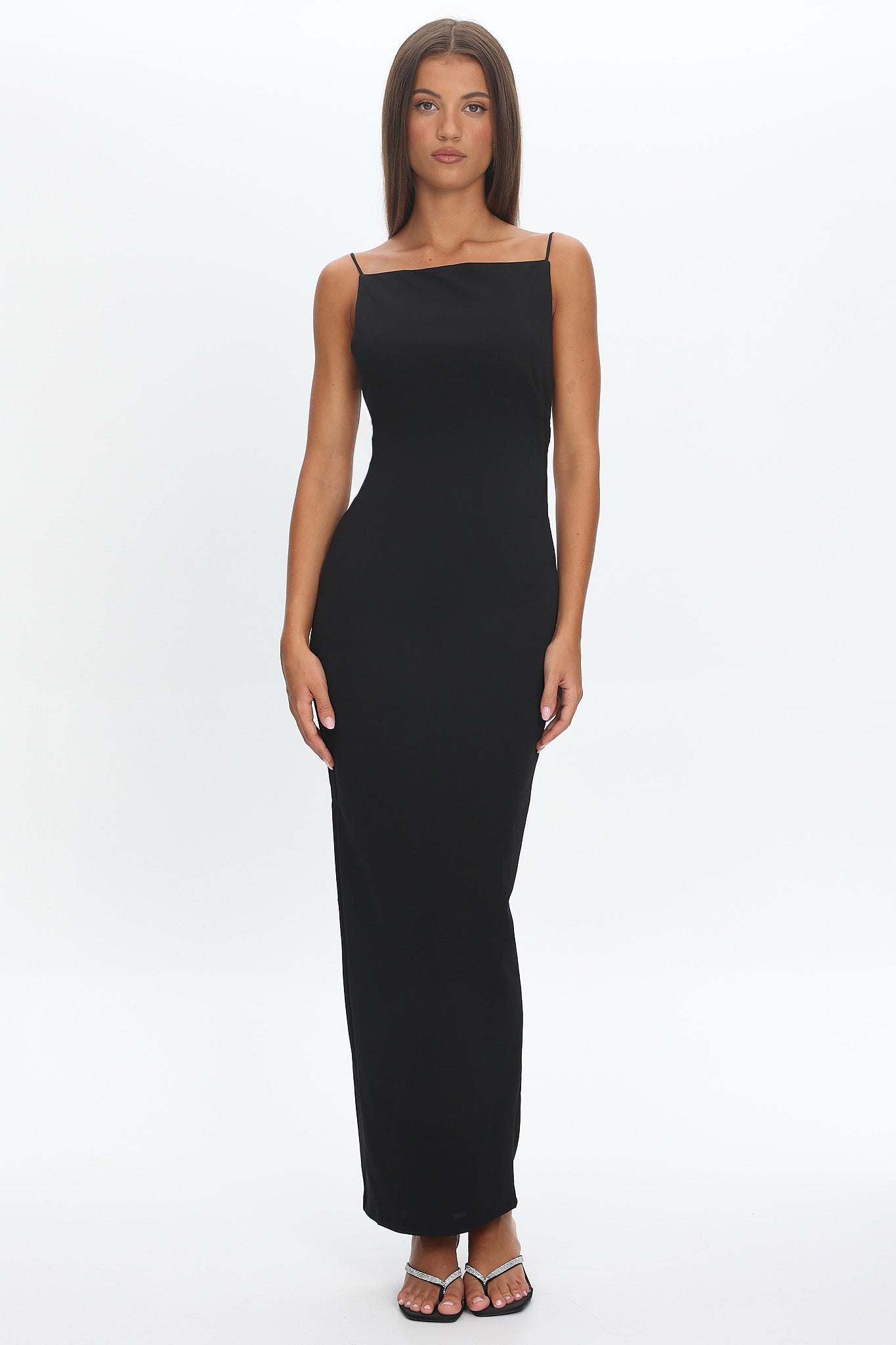 Yindi Backless Boat Neck Maxi Dress Black by Selfie Leslie Australia