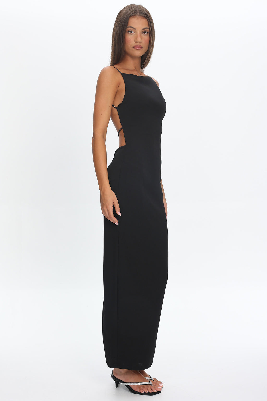 Yindi Backless Boat Neck Maxi Dress Black by Selfie Leslie Australia