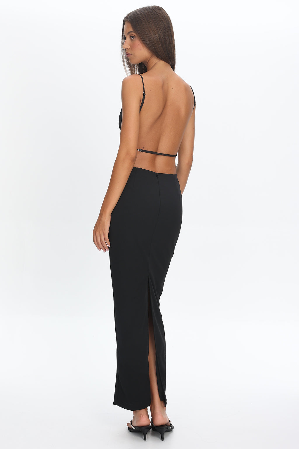 Yindi Backless Boat Neck Maxi Dress Black by Selfie Leslie Australia