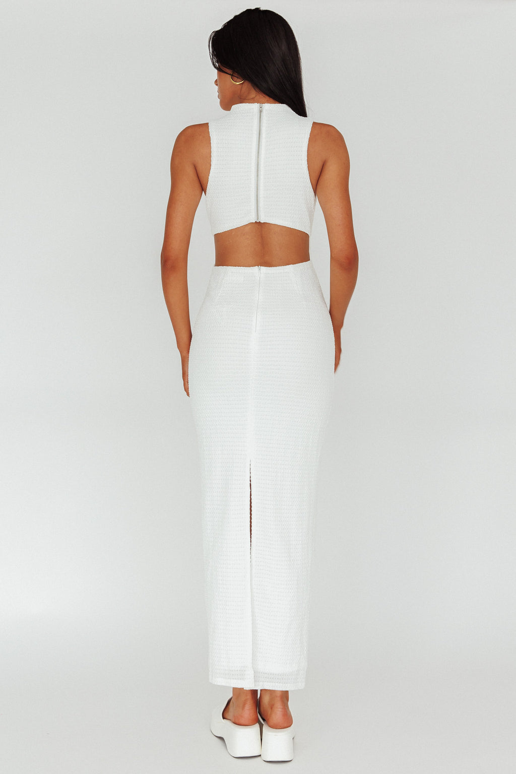 Yindi Sleeveless Cut-Out Waist Maxi Dress White by Selfie Leslie Australia