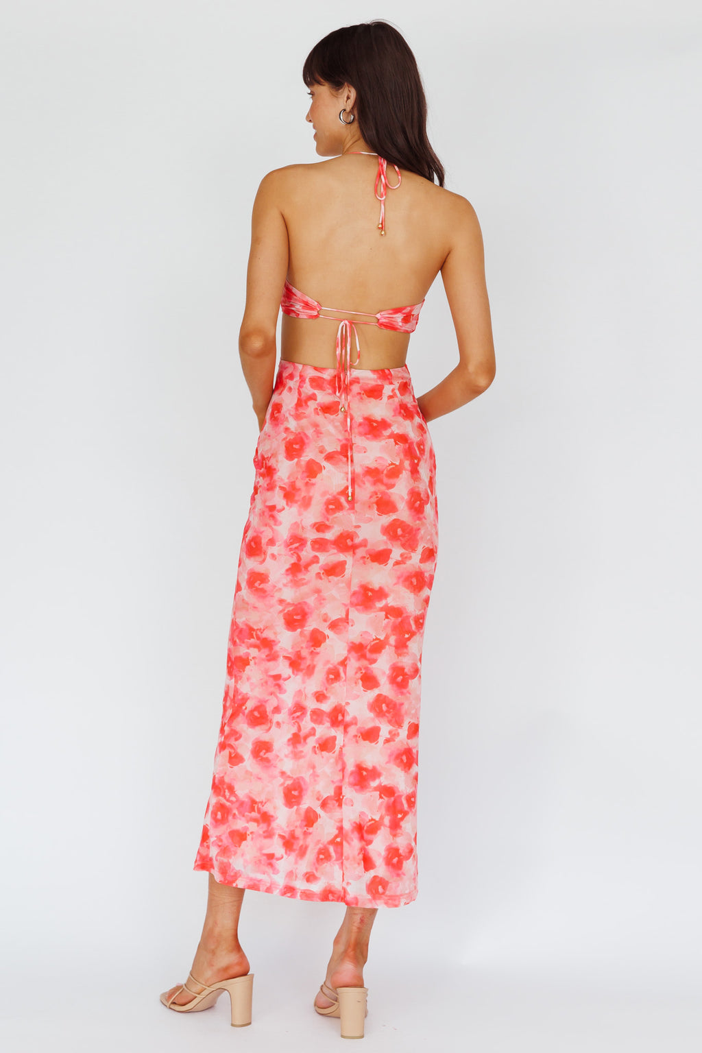 Alivia Tied Back Maxi Dress Floral Red by Selfie Leslie Australia